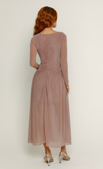 Mauve Pointed Waist Detail Maxi Dress
