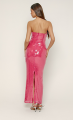 Pink Sequin Bandeau Maxi Dress