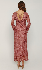 Mauve Bias Cowl Back Maxi Dress