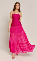 Pink Bandage Mesh Maxi Dress