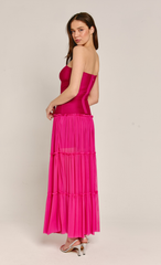 Pink Bandage Mesh Maxi Dress