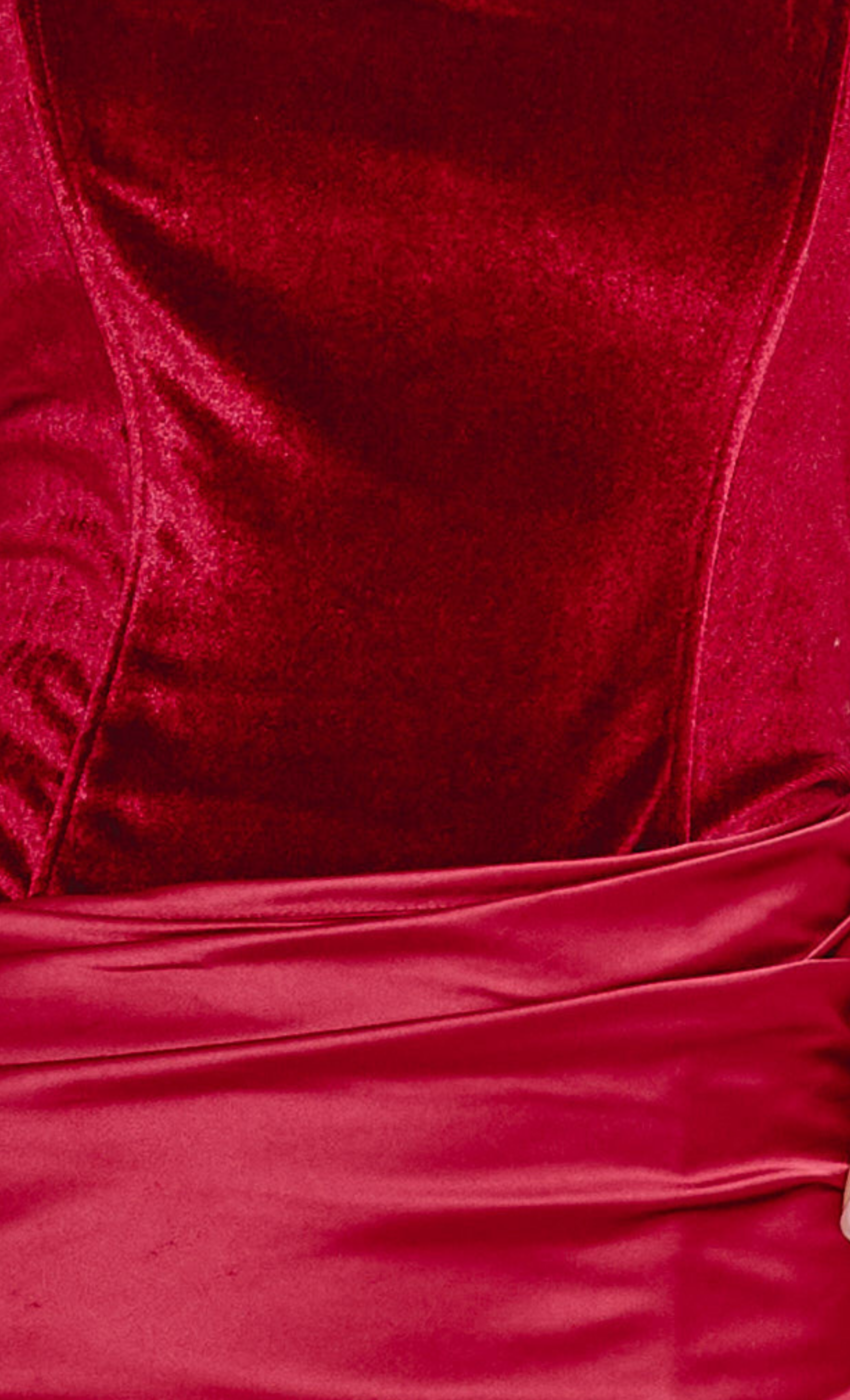 Red Velvet Corset-Style Maxi Dress