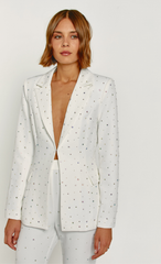 White Diamante Embellished Flared Trousers