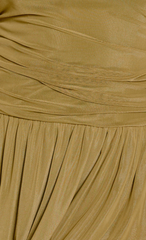 Olive Mesh Bandeau Side Split Maxi Dress