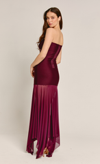 Wine Strapless Bandage Maxi Dress
