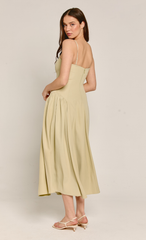 Olive Bandeau Hip Gathered Midi Dress