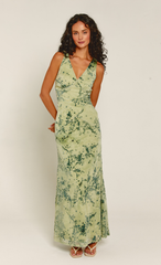 Olive Burnout Devore Maxi Dress