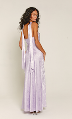 Lilac Bandeau Scarf Satin Maxi Dress