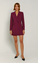 Plum Double Breasted Blazer Mini Dress