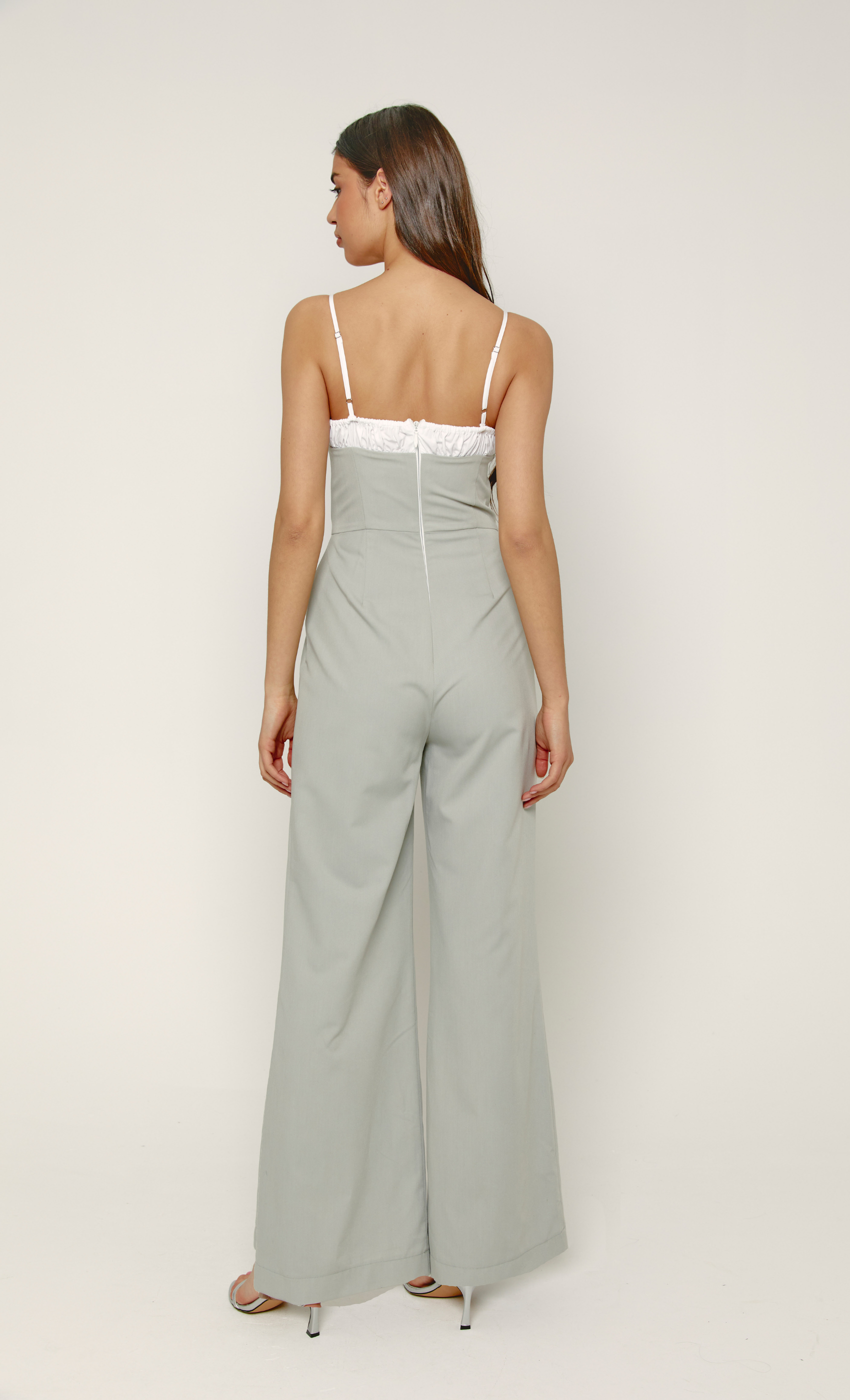 Grey Ruched Bust Jumpsuit