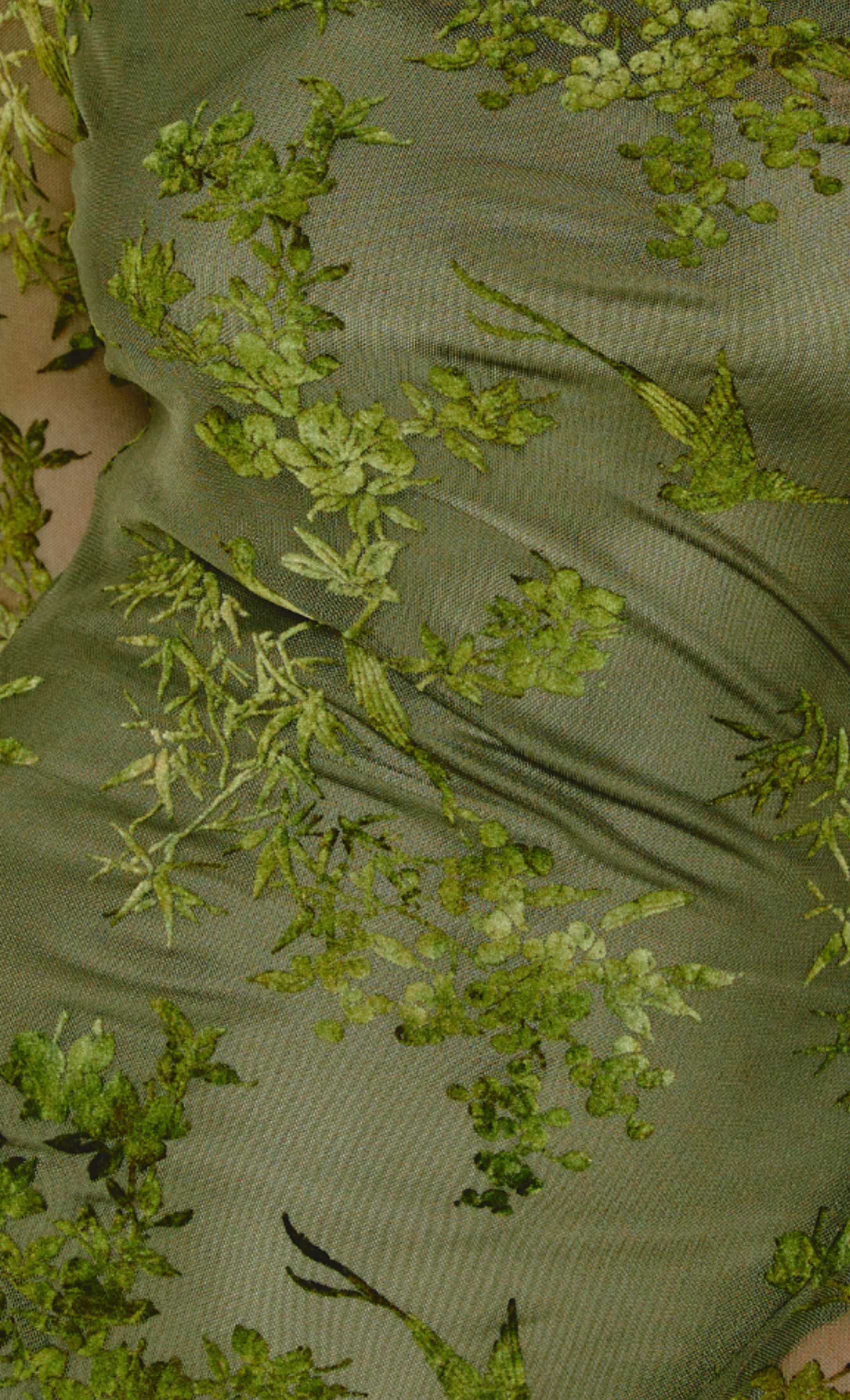 Olive Fallen Shoulder Burnout Maxi Dress