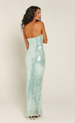 Mint Sequin Ruched Bust Maxi Dress