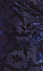 Navy Devore Fallen Shoulder Maxi Dress