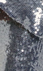 Navy Sequin Glazed Open Back Mini Dress