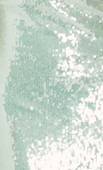 Mint Sequin Cowl Back Mini Dress