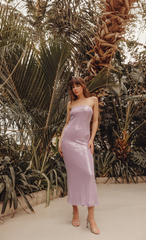 Lilac Sequin Bandeau Maxi Dress