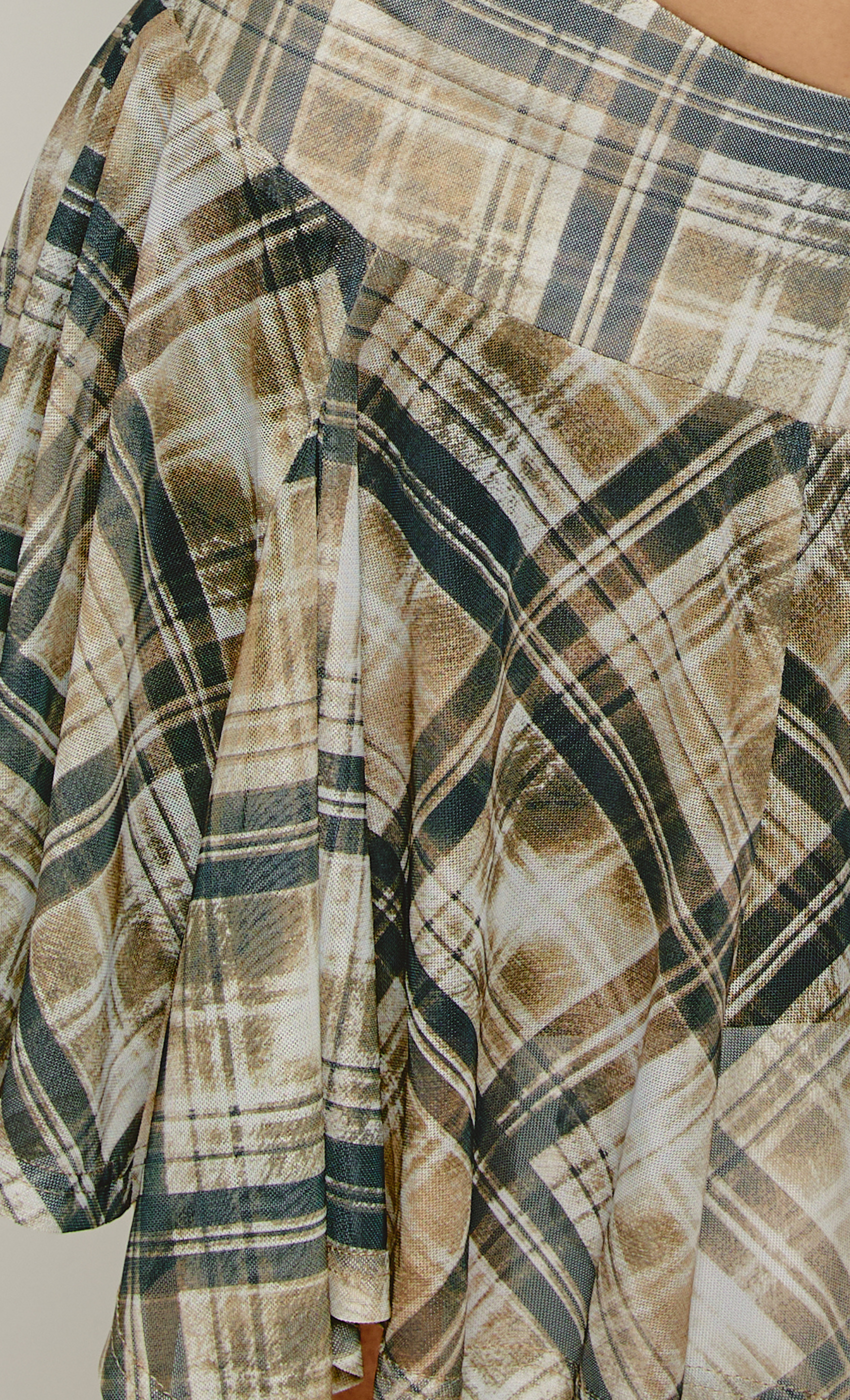 Olive Handkerchief Distressed Check Skirt
