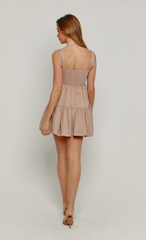 Taupe Corset Tiered Mini Dress