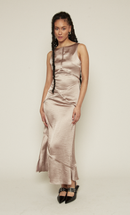 Oyster Bias-Cut Maxi Dress