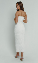 White Textured Bandeau Dress