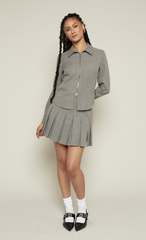 Grey Double-Ended Zip-Up Blouse